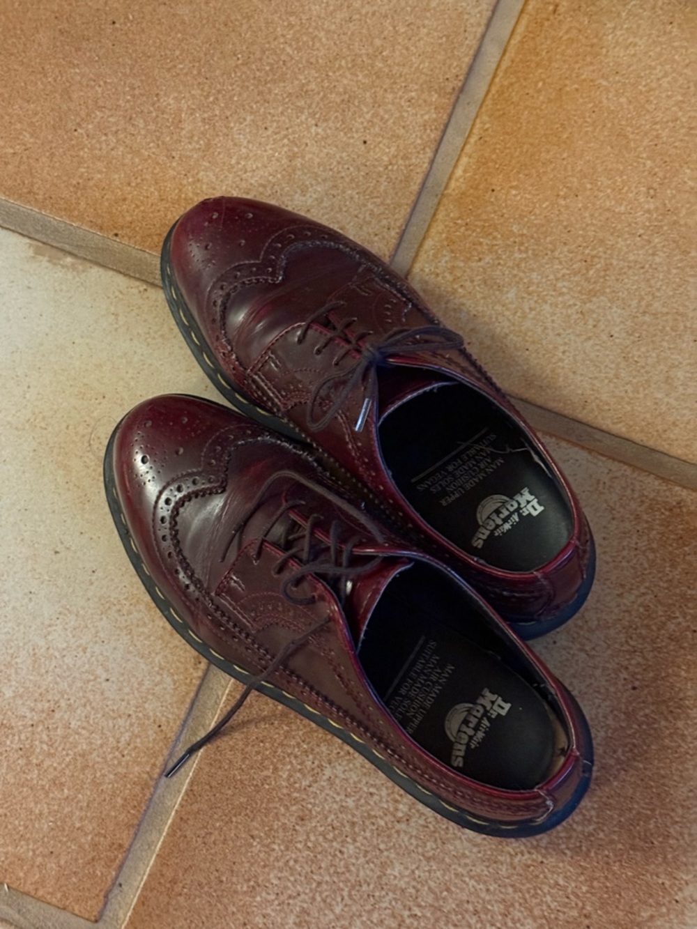 dr. martens burgundy wingtip oxfords - Picture 3 of 5